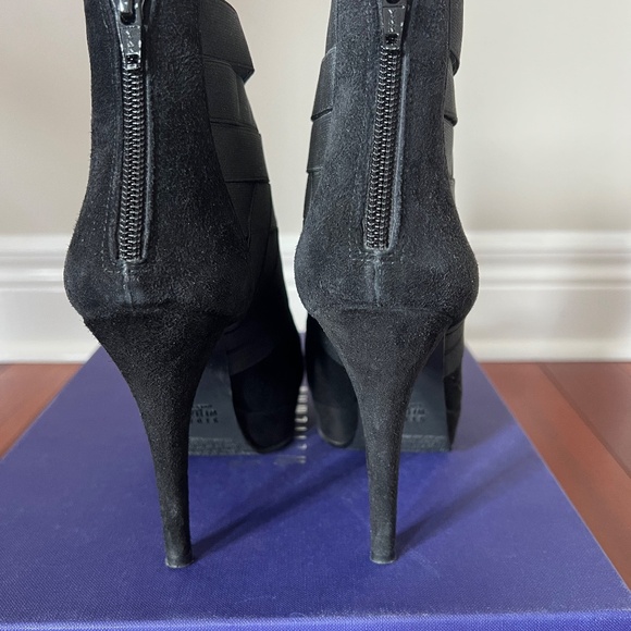 Stuart Weitzman Papoose Black Suede Ankle Boots - Picture 3 of 4